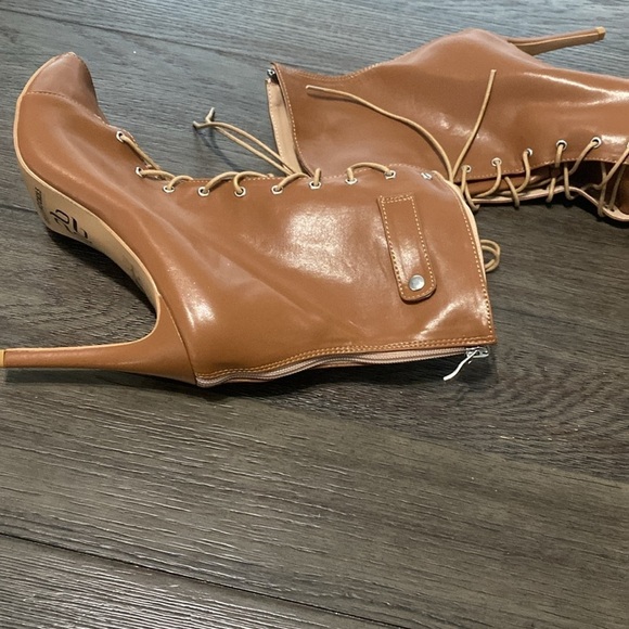 NWT BURJU Moment Nude Open Toe Lace Up Ankle Boots | Size 13 - Picture 9 of 10